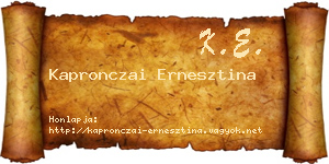 Kapronczai Ernesztina névjegykártya