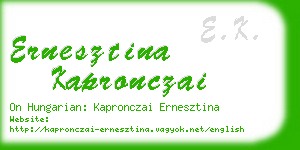 ernesztina kapronczai business card